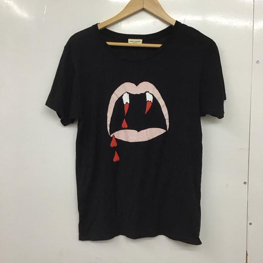 サンローラン SAINTLAURENT Tシャツ 半袖 半袖カットソー プリントTシャツ クルーネックカットソー XS プリント 黒 / ブラック /  メンズ USED 古着 中古 10150888
