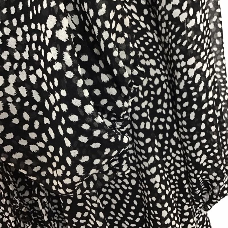 ザラ ZARA ワンピース ひざ丈スカート 4786 271 084 長袖 XS 総柄 黒 / ブラック /  レディース USED 古着 中古 10116181