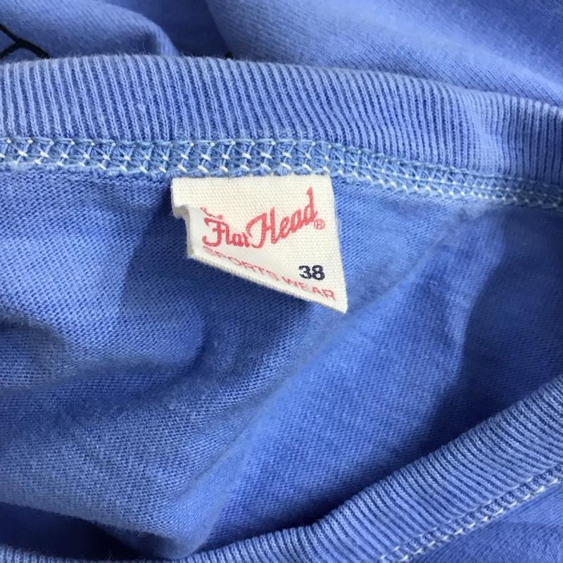 フラットヘッド The Flat Head Tシャツ 半袖 半袖カットソー プリントTシャツ クルーネックカットソー 38 ロゴ、文字 青 / ブルー /  メンズ USED 古着 中古 10117274