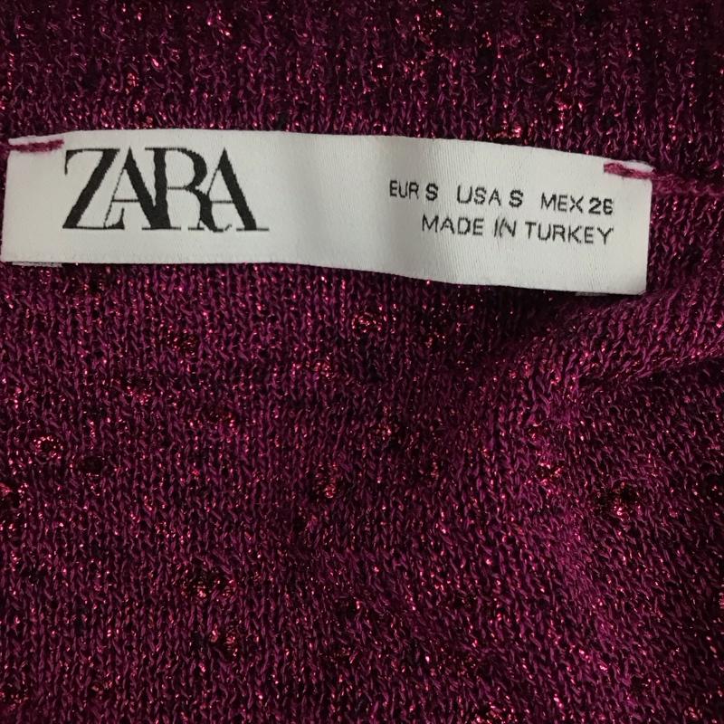 ザラ ZARA カットソー 半袖 4331 101 671 Vネック 半袖ニット S 無地 えんじ / ワインレッド /  レディース USED 古着 中古 10116662