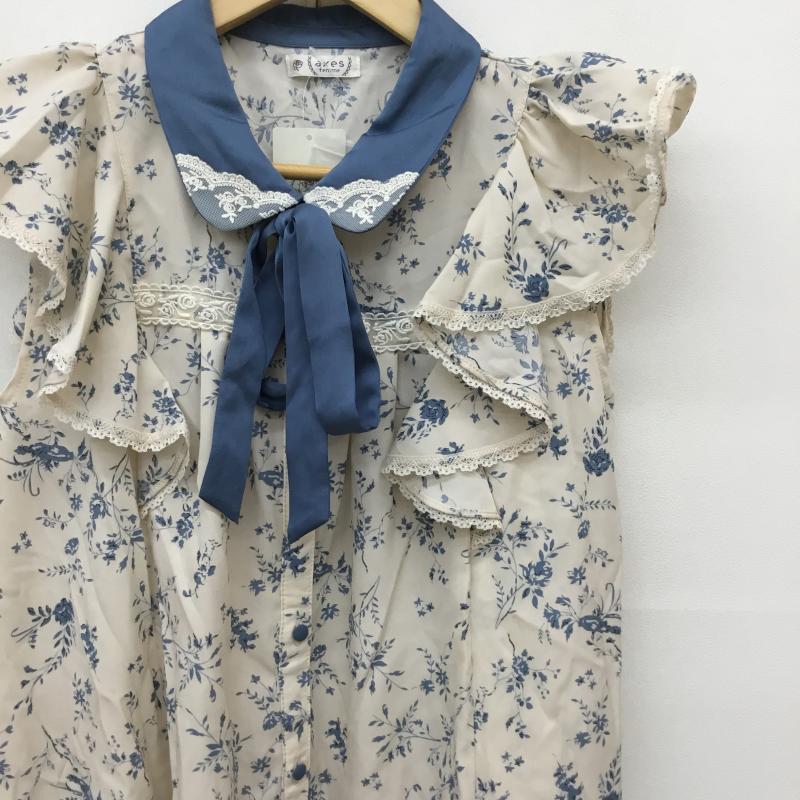 アクシーズファム axes femme シャツ、ブラウス 半袖 M 花柄 白 / ホワイト /  レディース USED 古着 中古 10134395