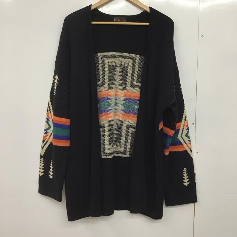 ペンドルトン PENDLETON カーディガン 長袖 長袖カーディガン 前開き ノーカラー L プリント 黒 / ブラック /  メンズ USED 古着 中古 10147009