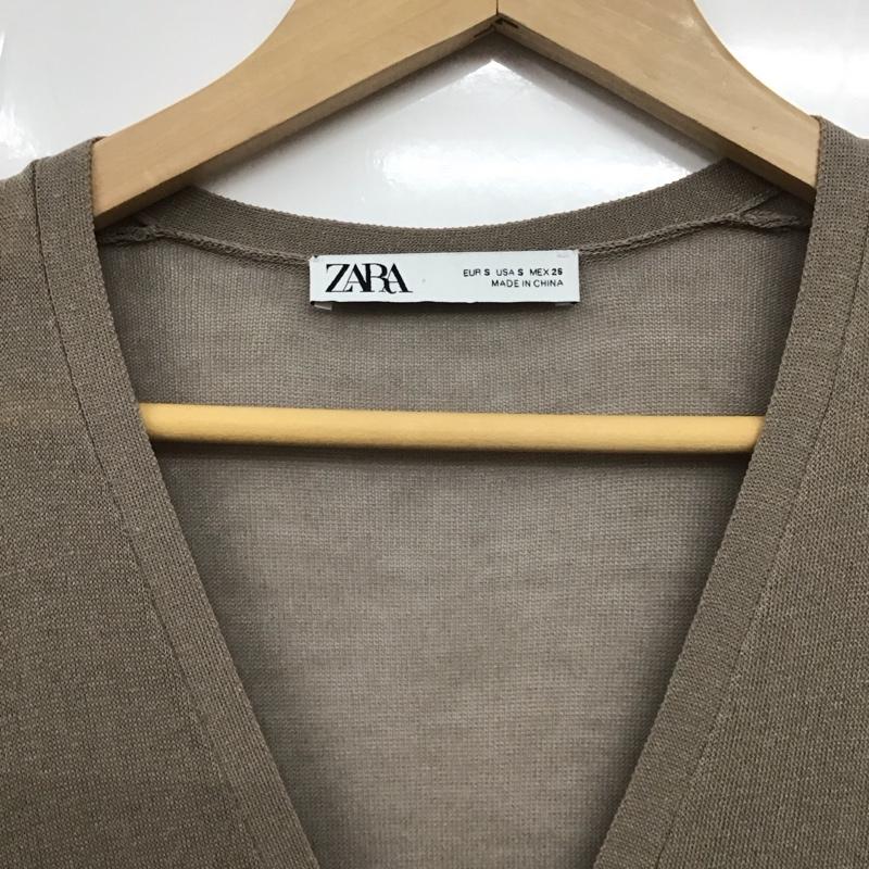 ザラ ZARA カーディガン 半袖 半袖ロングニットカーディガン 前開カーディガン 前ボタン S 無地 茶 / ブラウン /  レディース USED 古着 中古 10136020