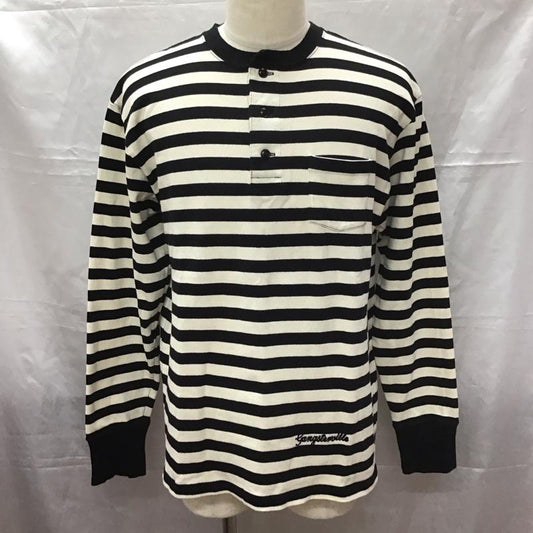 ギャングスタービル GANGSTERVILLE カットソー 長袖 長袖カットソー ヘンリーネックカットソー ロングスリーブカットソー XL ボーダー柄 白 / ホワイト / X 黒 / ブラック /  メンズ USED 古着 中古 10113155