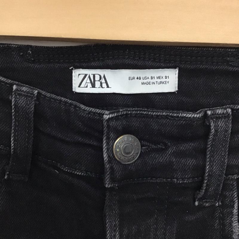 ザラ ZARA パンツ デニム、ジーンズ デニムパンツ スリムパンツ カジュアルパンツ ストレッチパンツ 40インチ ダメージ加工 黒 / ブラック /  メンズ USED 古着 中古 10129512
