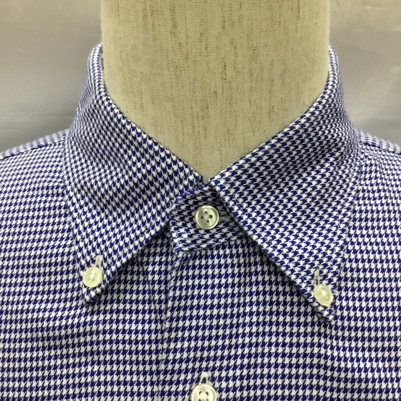 ビームス ハート BEAMS HEART シャツ、ブラウス 半袖 41-01-0060-380 ボタンダウン L 千鳥格子 白 / ホワイト / X 青 / ブルー /  メンズ USED 古着 中古 10117193