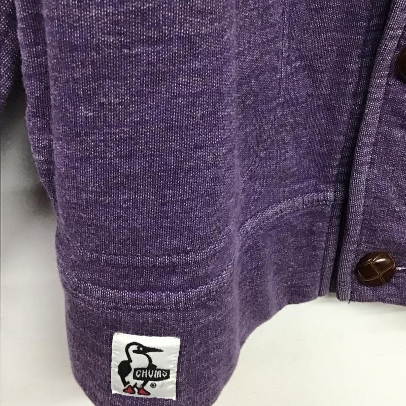 チャムス CHUMS カーディガン 長袖 スウェットカーディガン 長袖カーディガン フロントボタン XL 無地 紫 / パープル /  メンズ USED 古着 中古 10141915