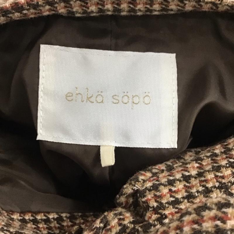 エヘカソポ ehka sopo コート コート一般 1303976 ケープ襟 ロング丈 FREE チェック 茶 / ブラウン /  レディース USED 古着 中古 10133445