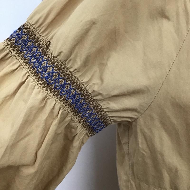 ダブルクローゼット w closet ワンピース ロングスカート 長袖シャツワンピース ノーカラーシャツワンピース ロングワンピース フレアスカート ワンポイント 茶 / ブラウン /  レディース USED 古着 中古 10113822