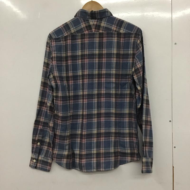 ナノユニバース nano・universe シャツ、ブラウス 長袖 NUC42SH0489SK 胸ポケット M チェック 青 / ブルー /  メンズ USED 古着 中古 10133576