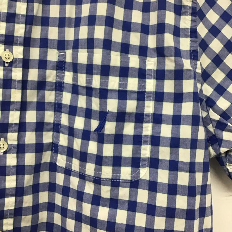 ノーティカ NAUTICA シャツ、ブラウス 半袖 半袖シャツ チェックシャツ ボタンダウンシャツ M チェック 白 / ホワイト / X 青 / ブルー /  メンズ USED 古着 中古 10142601