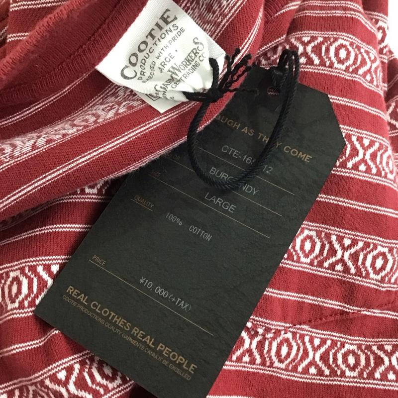 クーティー COOTIE Tシャツ 半袖 半袖カットソー プリントTシャツ クルーネックカットソー L プリント 白 / ホワイト / X えんじ / ワインレッド /  メンズ USED 古着 中古 10113144
