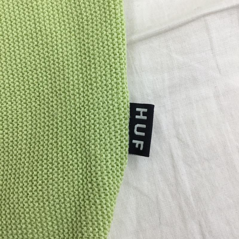 ハフ HUF カーディガン 長袖 CHAIN LINK CARDIGAN S  黄緑 / イエローグリーン / X 白 / ホワイト /  メンズ USED 古着 中古 10136988