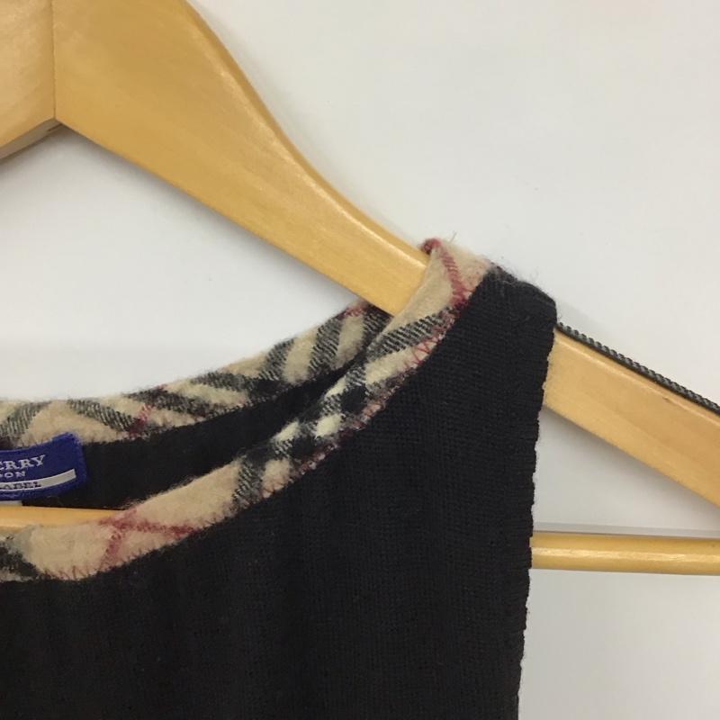 バーバリーブルーレーベル BURBERRY BLUE LABEL アンサンブルニット 長袖 ノースリーブ タンクトップ 38 無地 黒 / ブラック /  レディース USED 古着 中古 10132181