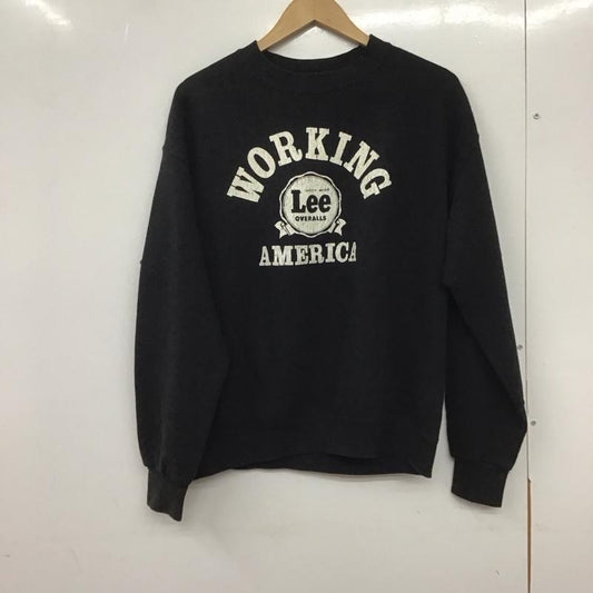 リー Lee トレーナー 長袖 長袖トレーナー スウェット クルーネック プルオーバー 90s アメリカ製 L ロゴ、文字 黒 / ブラック /  メンズ USED 古着 中古 10133075