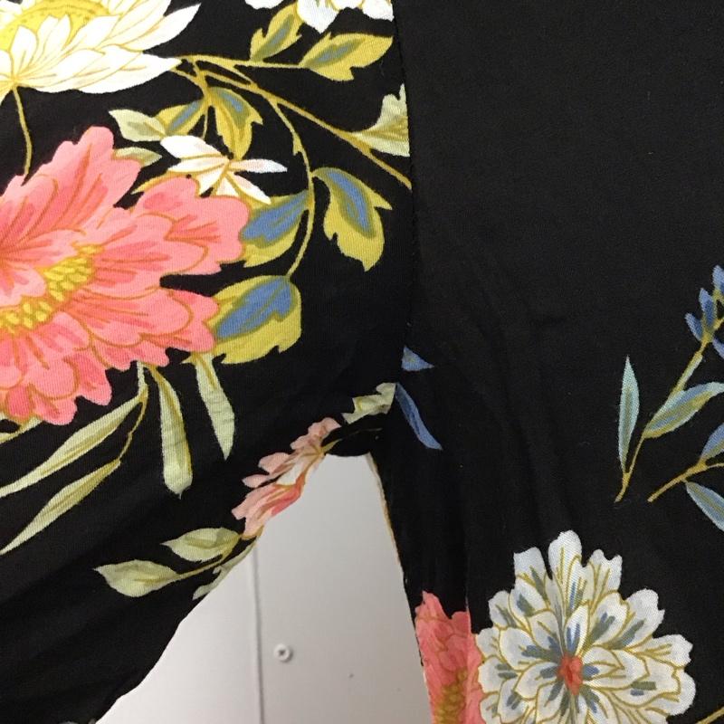 ザラ ZARA ワンピース ロングスカート 3198 240 800 シャツワンピース 長袖 S 花柄 黒 / ブラック /  レディース USED 古着 中古 10112651