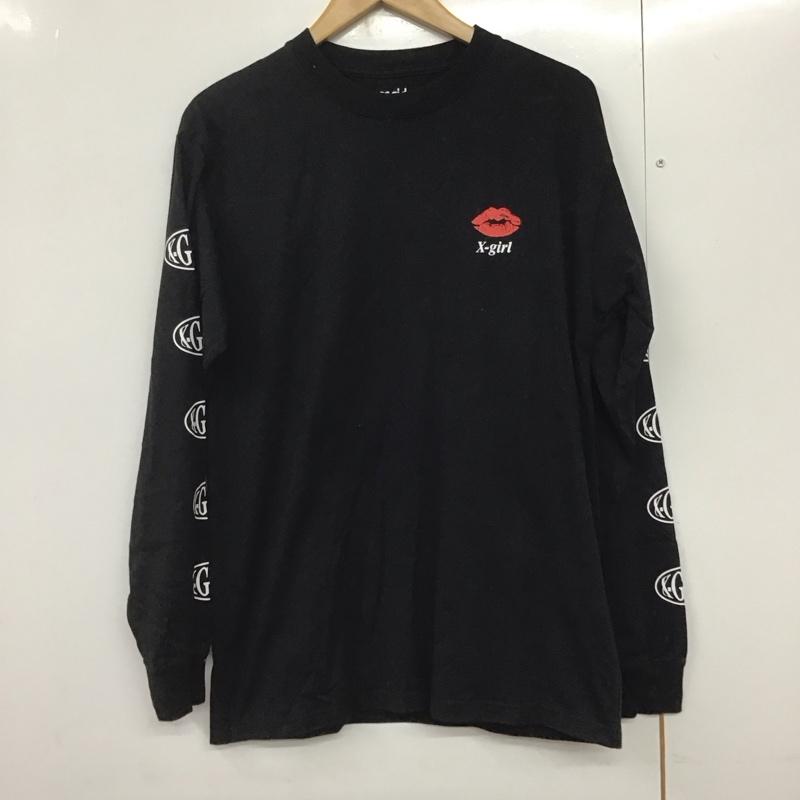 エックスガール X-girl Tシャツ 長袖 M プリント 黒 / ブラック /  レディース USED 古着 中古 10140695