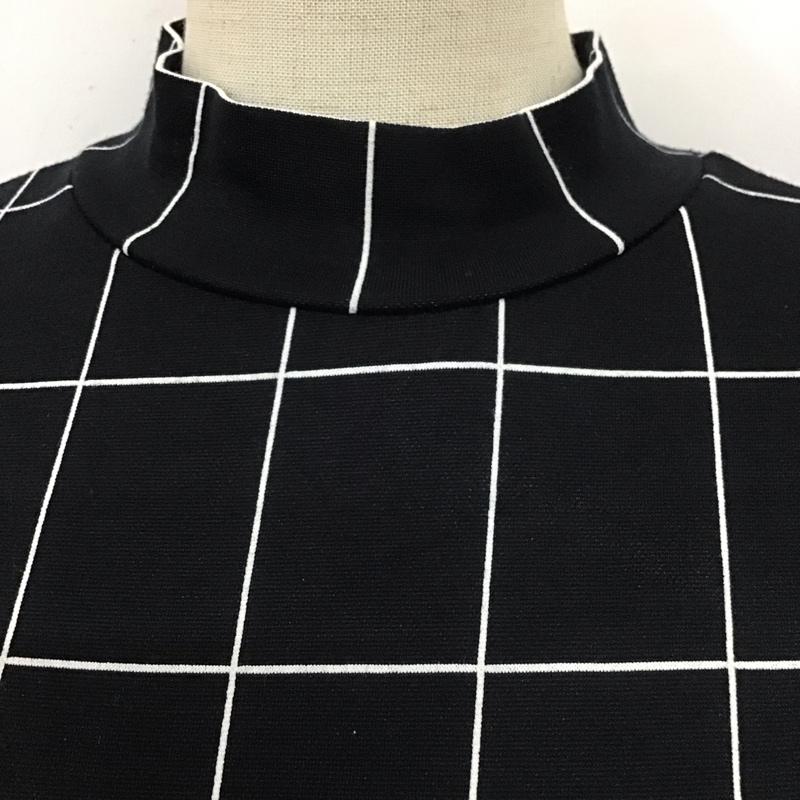 ザラ ZARA ワンピース ロングスカート 1198 635 800 半袖 スタンドネック M チェック 黒 / ブラック / X 白 / ホワイト /  レディース USED 古着 中古 10112371