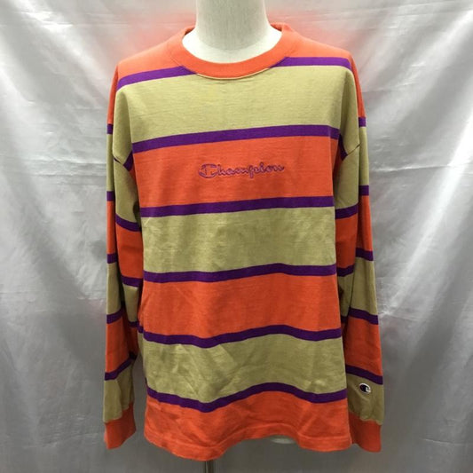 チャンピオン Champion カットソー 長袖 C3-Q410 マルチボーダー XL ロゴ、文字 マルチカラー / マルチカラー /  メンズ USED 古着 中古 10119839