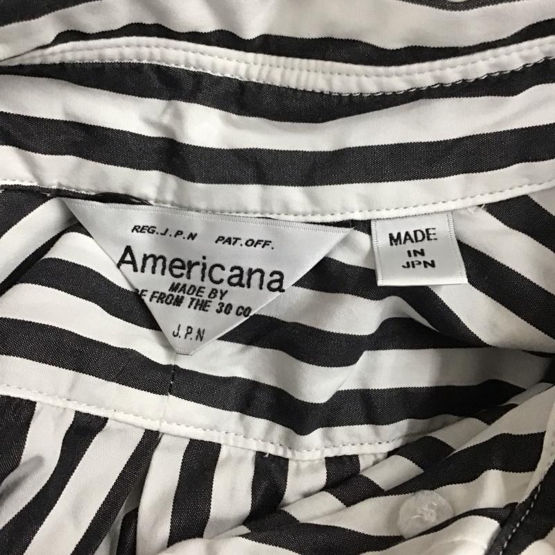 アメリカーナ AMERICANA ワンピース ロングスカート 長袖シャツワンピース カラーシャツワンピース ロングワンピース ストライプ 白 / ホワイト / X 黒 / ブラック /  レディース USED 古着 中古 10113844