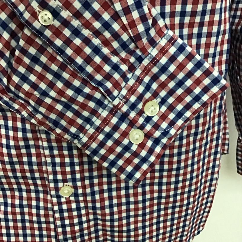 エディーバウアー Eddie Bauer シャツ、ブラウス 長袖 ボタンダウン 胸ポケット M チェック 白 / ホワイト / X 赤 / レッド / X 紺 / ネイビー /  メンズ USED 古着 中古 10112914