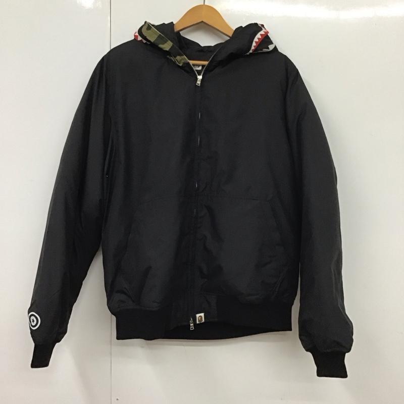アベイシングエイプ A BATHING APE ジャケット、上着 ジャンパー、ブルゾン ジップアップジャケット ナイロンジャケット アウター XL ロゴ、文字 黒 / ブラック /  メンズ USED 古着 中古 10130960