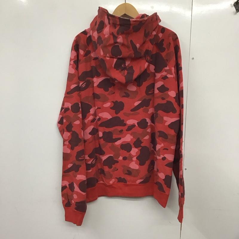 アベイシングエイプ A BATHING APE パーカー 長袖 ジップアップパーカー スウェット長袖パーカー カジュアルジャケット L ロゴ、文字 赤 / レッド /  メンズ USED 古着 中古 10141379
