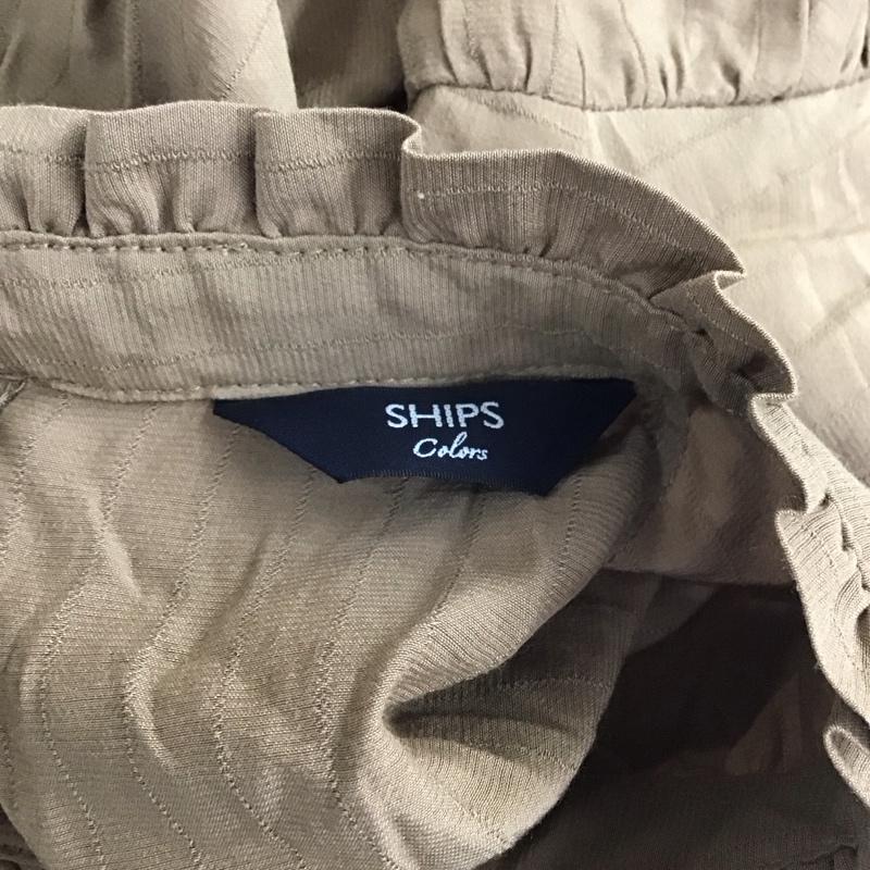シップス SHIPS カットソー 長袖 803-11-0188 襟フリル スタンドカラー ストライプ 茶 / ブラウン /  レディース USED 古着 中古 10112647