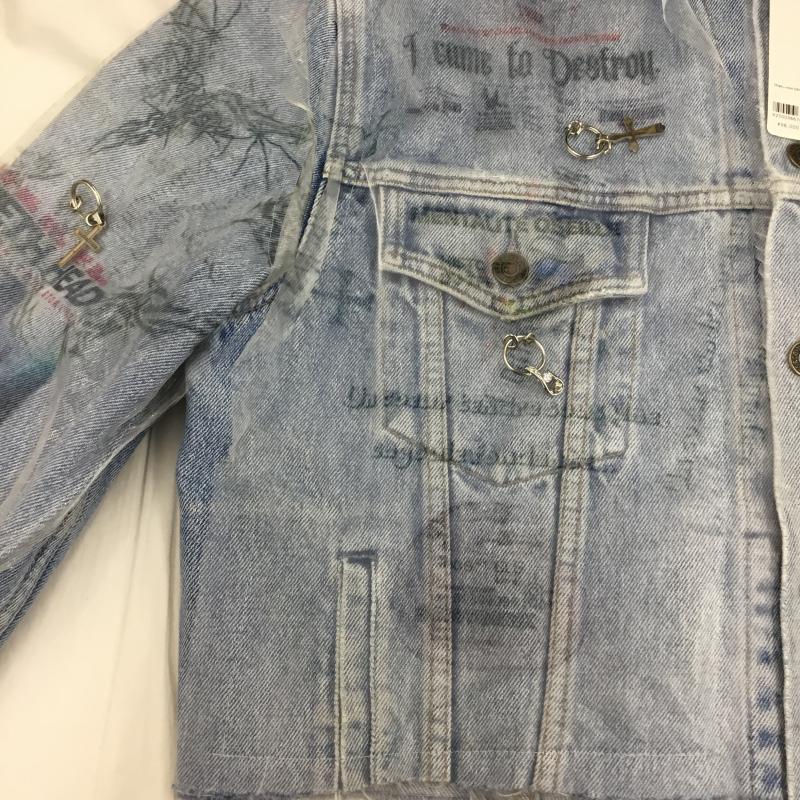 ユーズドクロージング used clothes ジャケット、上着 ジャケット、ブレザー 23AW TRIBAL + 4x4 DENIM JACKET L  水色 / ライトブルー / X 白 / ホワイト / X 銀 / シルバー /  メンズ USED 古着 中古 10128859