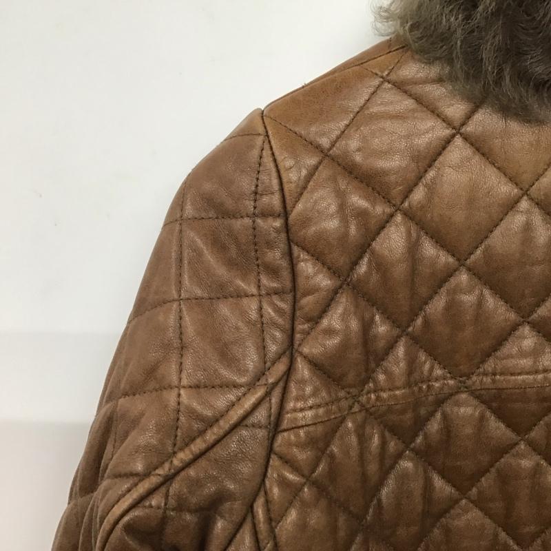 バーバリーブルーレーベル BURBERRY BLUE LABEL コート コート一般 E1F25-234-50 ラムレザー 羊革 キルティング ファー 38 無地 茶 / ブラウン /  レディース USED 古着 中古 10146415