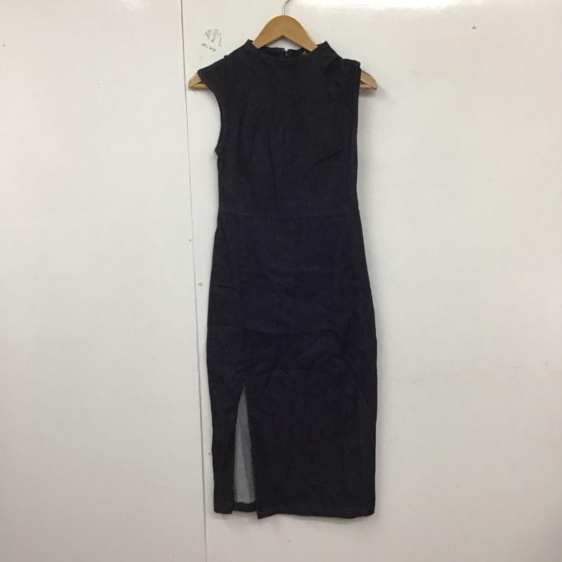ザラベーシック ZARA BASIC ワンピース ロングスカート ノースリーブロングワンピース ジップアップ クルーネック M 無地 インディゴ / インディゴ /  レディース USED 古着 中古 10128935