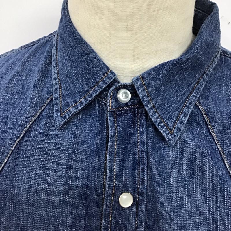 リー Lee シャツ、ブラウス 長袖 長袖デニムシャツ カラーシャツ 長袖シャツ XL ロゴ、文字 インディゴ / インディゴ /  メンズ USED 古着 中古 10126124