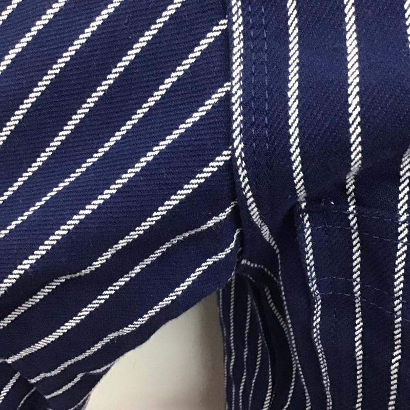 ヒューストン HOUSTON シャツ、ブラウス 長袖 長袖シャツ カラーシャツ ポケットシャツ 長袖カットソー ストライプシャツ L ストライプ 紺 / ネイビー /  メンズ USED 古着 中古 10122960