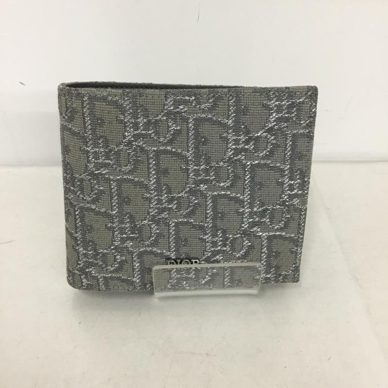 ディオール DIOR 財布 二つ折り ディオールオム イタリア製 総柄 銀 / シルバー /  メンズ USED 古着 中古 10146316
