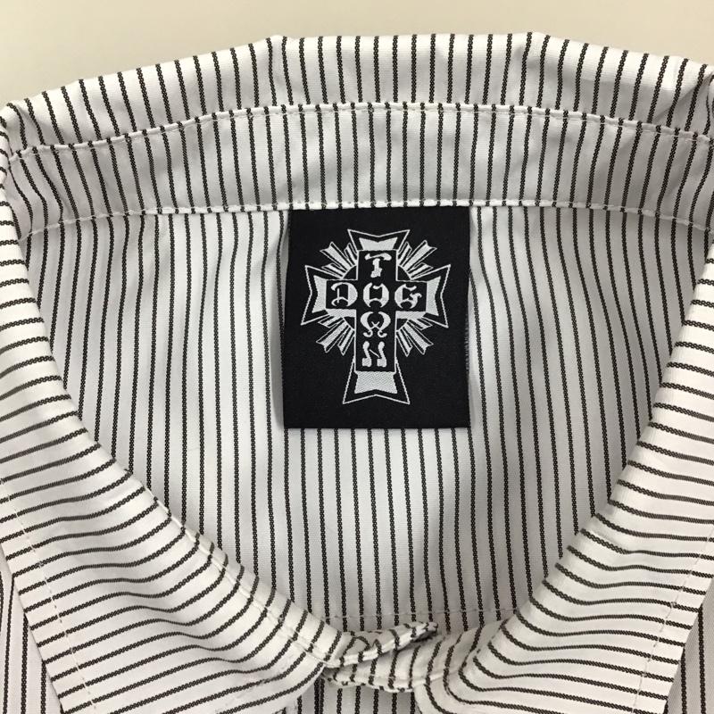 ドッグタウン DOGTOWN シャツ、ブラウス 半袖 半袖シャツ カラーシャツ 半袖カットソー ストライプシャツ L ストライプ 白 / ホワイト /  メンズ USED 古着 中古 10114386