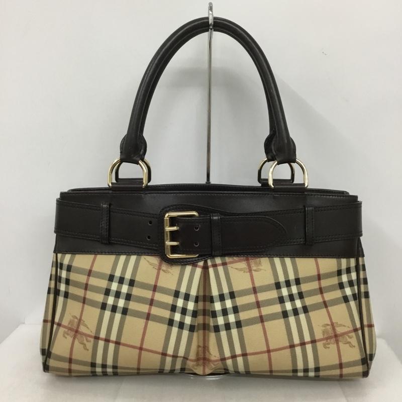 バーバリー BURBERRY トートバッグ トートバッグ ノバチェック ハンドバッグ チェック ベージュ / ベージュ / X ダークブラウン / ダークブラウン /  レディース USED 古着 中古 10133545