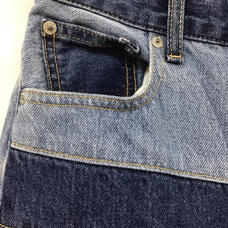 スライ SLY パンツ デニム、ジーンズ 030FSZ12-3310 PATCH WORK FLARE PT パッチワーク フレアパンツ 0 ボーダー柄 インディゴ / インディゴ / X 水色 / ライトブルー /  レディース USED 古着 中古 10107948