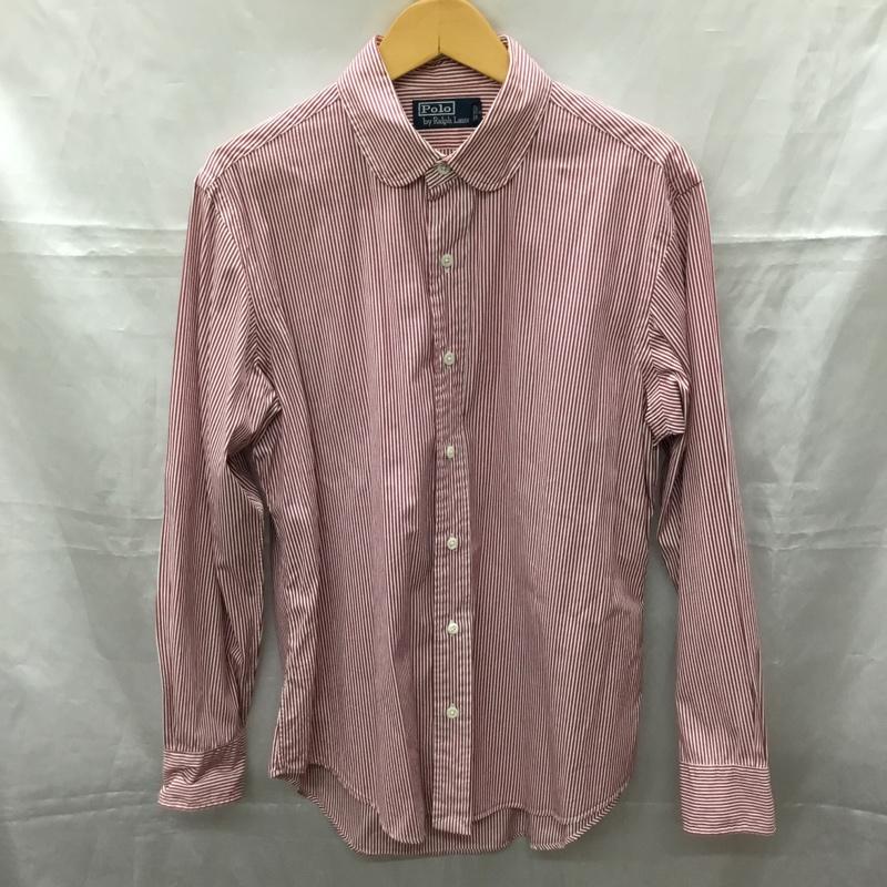 ポロバイラルフローレン Polo by RALPH LAUREN シャツ、ブラウス 長袖 HS-RL-HW3632 丸襟 L ストライプ 白 / ホワイト / X 赤 / レッド /  メンズ USED 古着 中古 10112886