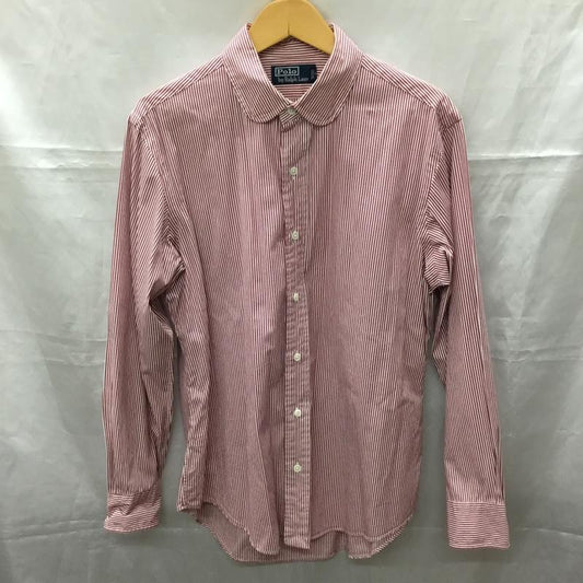 ポロバイラルフローレン Polo by RALPH LAUREN シャツ、ブラウス 長袖 HS-RL-HW3632 丸襟 L ストライプ 白 / ホワイト / X 赤 / レッド /  メンズ USED 古着 中古 10112886