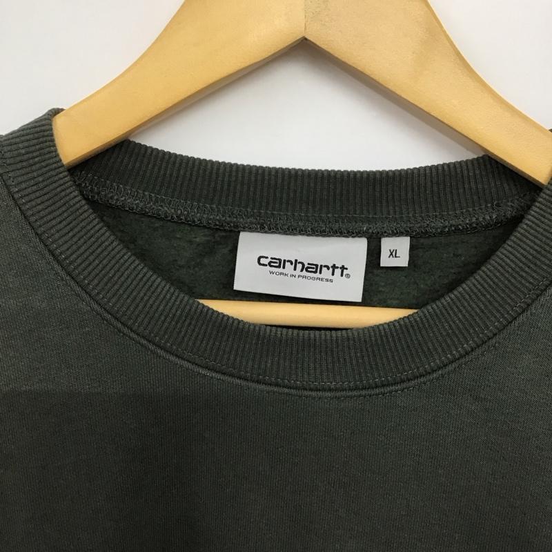 カーハート Carhartt トレーナー 長袖 長袖トレーナー スウェット クルーネック プルオーバー XL ロゴ、文字 カーキ / カーキ /  メンズ USED 古着 中古 10142987