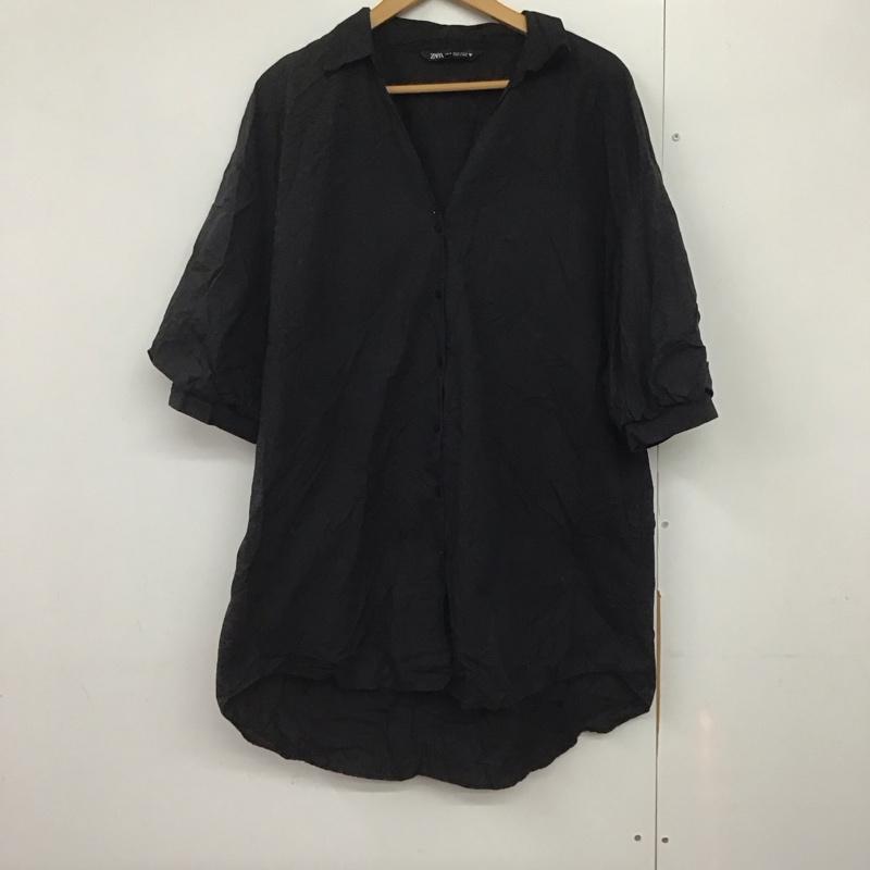 ザラ ZARA シャツ、ブラウス 半袖 M 無地 黒 / ブラック /  レディース USED 古着 中古 10142921