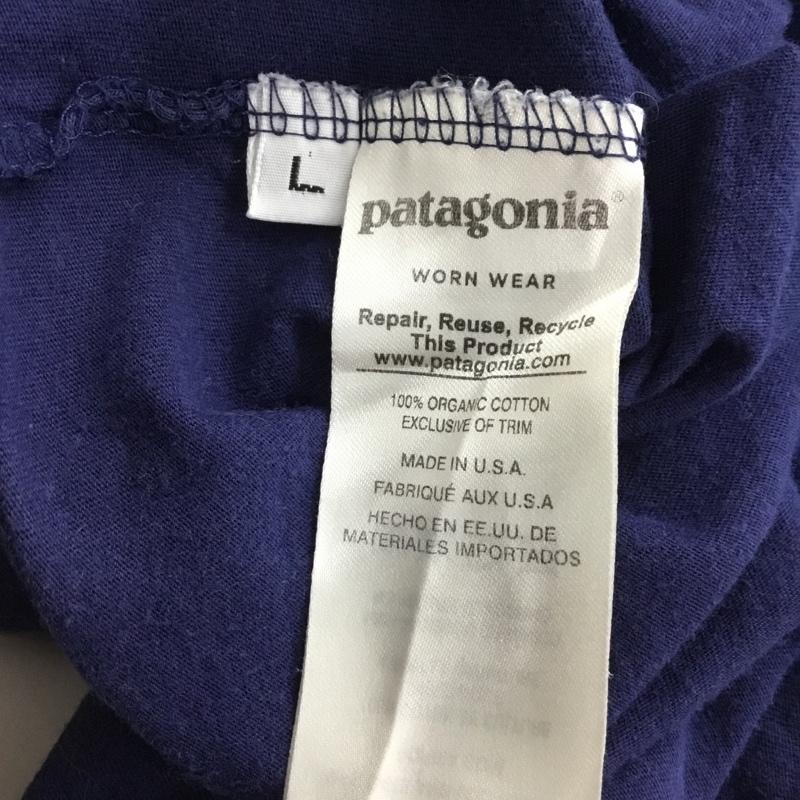 パタゴニア patagonia Tシャツ 半袖 半袖カットソー プリントTシャツ クルーネックカットソー L プリント 紺 / ネイビー /  メンズ USED 古着 中古 10150878