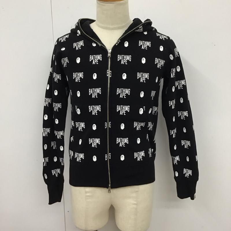 アベイシングエイプ A BATHING APE パーカー 長袖 001ZPF301014X モノグラム フルジップパーカー 裏起毛 S 総柄 黒 / ブラック / X 白 / ホワイト /  メンズ USED 古着 中古 10123669