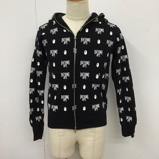 アベイシングエイプ A BATHING APE パーカー 長袖 001ZPF301014X モノグラム フルジップパーカー 裏起毛 S 総柄 黒 / ブラック / X 白 / ホワイト /  メンズ USED 古着 中古 10123669