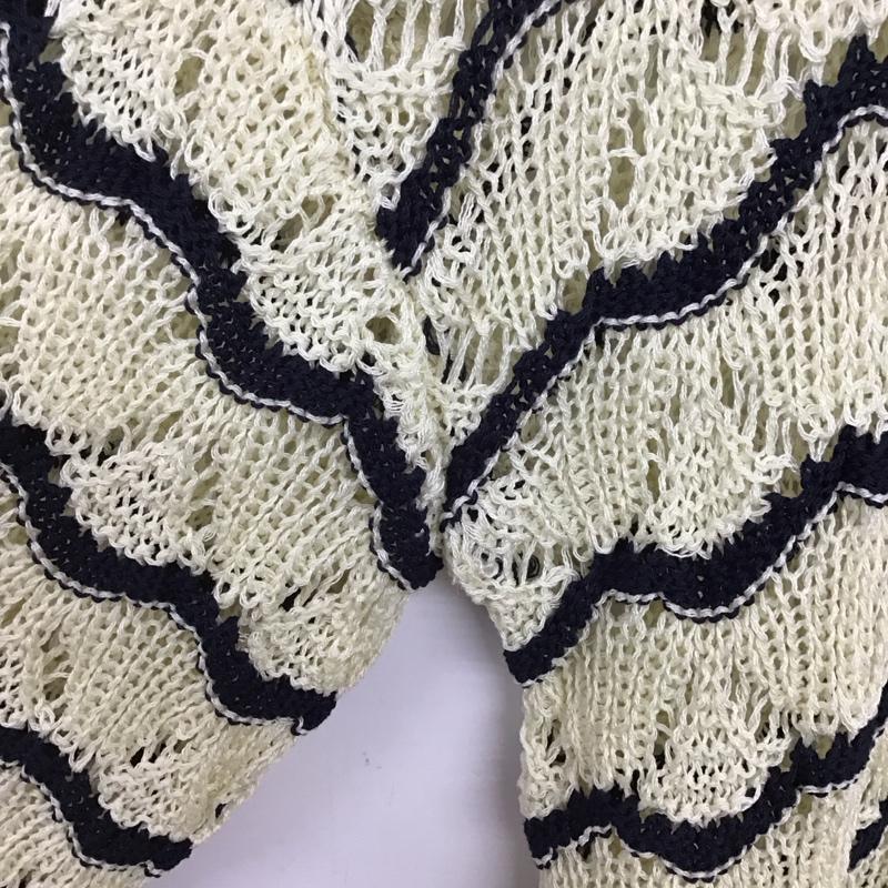 ニコアンド niko and... ニット、セーター 長袖 NKM42613MN ボーダー　ルーズ　ポロシャツ　ニット　レース透かし編み L ボーダー柄 マルチカラー / マルチカラー /  レディース USED 古着 中古 10141598