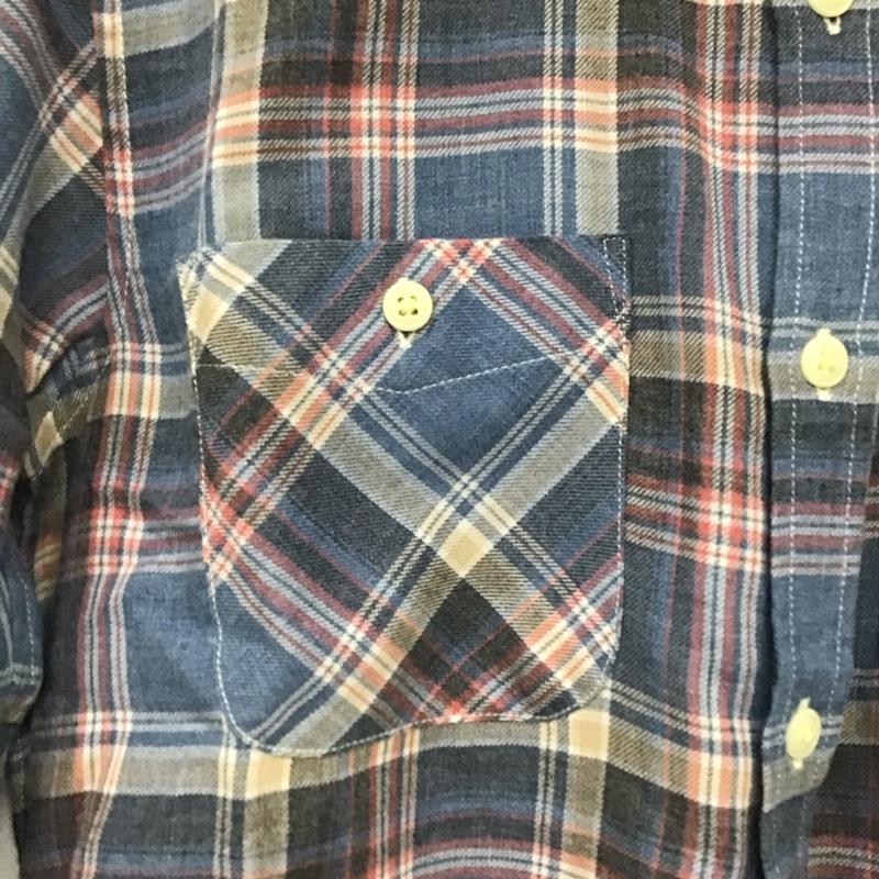 ナノユニバース nano・universe シャツ、ブラウス 長袖 NUC42SH0489SK 胸ポケット M チェック 青 / ブルー /  メンズ USED 古着 中古 10133576