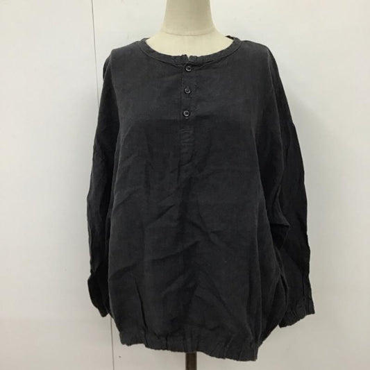 古着 USED シャツ、ブラウス 長袖 LAITERIE LBT-103 ヘンリーネックプルオーバー リネン 無地 黒 / ブラック /  レディース USED 古着 中古 10116488