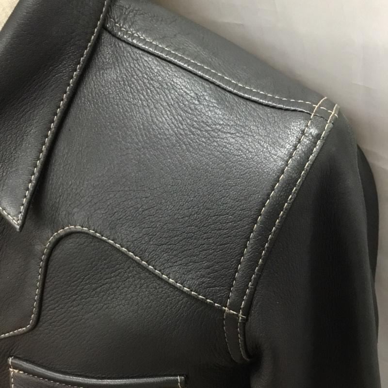 フラットヘッド The Flat Head シャツ、ブラウス 長袖 長袖シャツ 鹿革 レザーシャツ カジュアルシャツ 36 無地 ダークブラウン / ダークブラウン /  メンズ USED 古着 中古 10114871