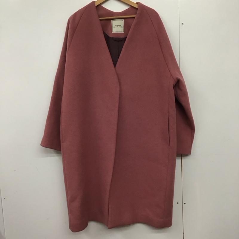 ジーナシス JEANASIS コート コート一般 js071070ad ショートビーバーノーカラーコート FREE 無地 桃 / ピンク /  レディース USED 古着 中古 10145409