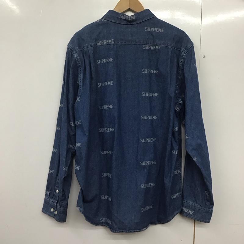 シュプリーム Supreme シャツ、ブラウス 長袖 19AW dimensionslogodenimshirt デニムシャツ プリントシャツ L プリント インディゴ / インディゴ /  メンズ USED 古着 中古 10142907
